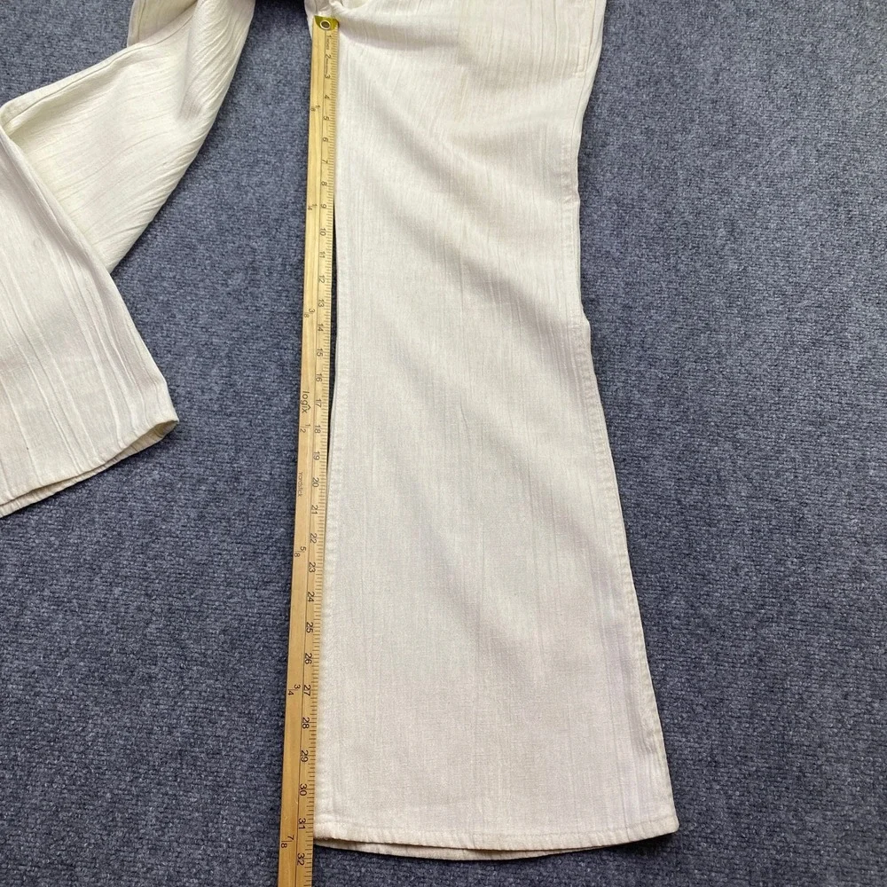 VTG Levis Off White Textured Flare Pants Talon 42 Zipper White Tab Sz 34 70s'